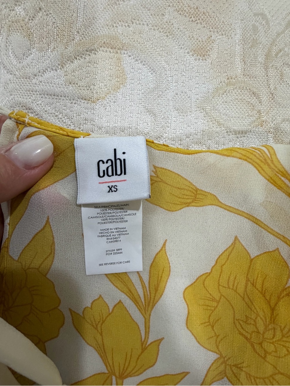 CAbi Floral Blouse in Yellow and Cream
